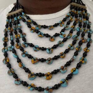 Miniature Glass Beads Collection Teal/Yellow Mixed