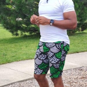 Men's African Wax Shorts with Slippers